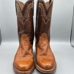 Women Vintage Lucchese  2000 Brown Leather Cowboy Boots